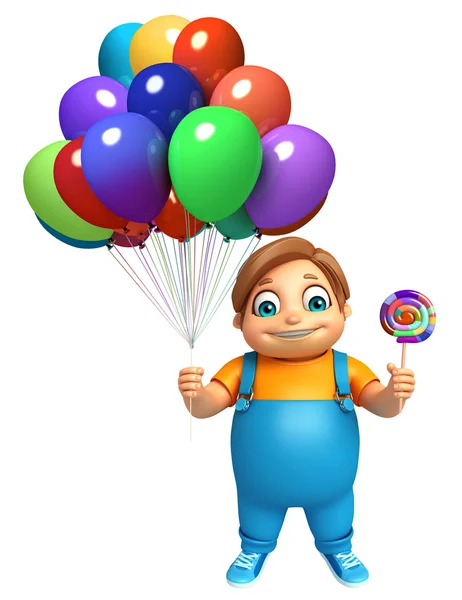Мальчик с воздушными шарами и леденец — стоковое фото