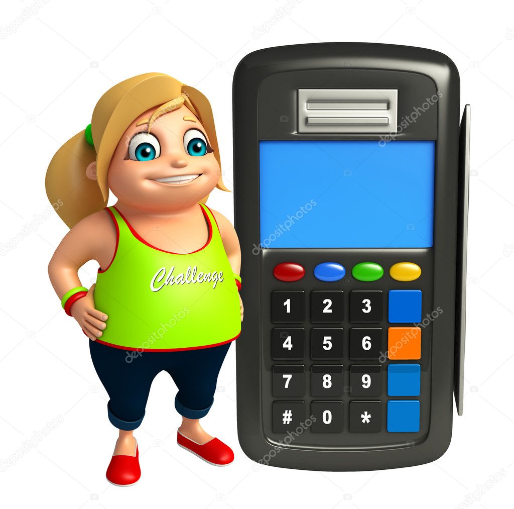 Kid girl with Swap machine Stock Illustration by ©visible3dscience