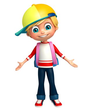 Çocuk çocuk okul çantası ile