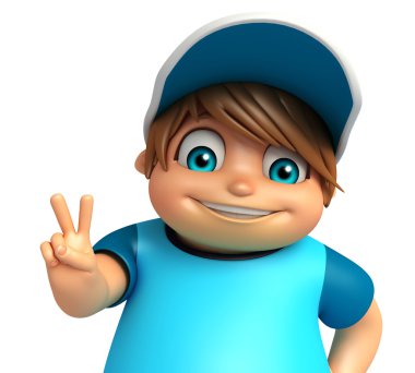 Çocuk çocuk zafer işareti ile