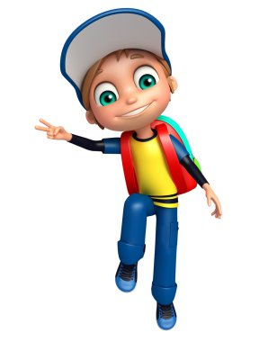 Çocuk çocuk okul çantası ile