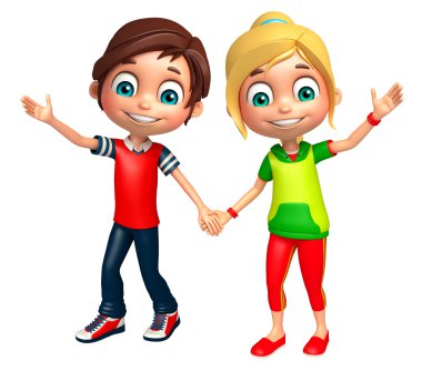 Çocuk çocuk ve kız komik poz