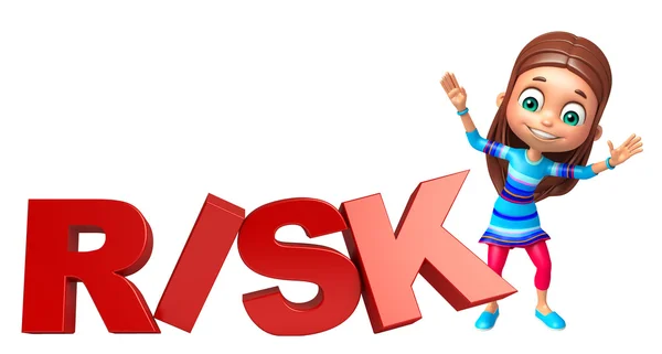 Risk işaretiyle çocuk kız — Stok fotoğraf