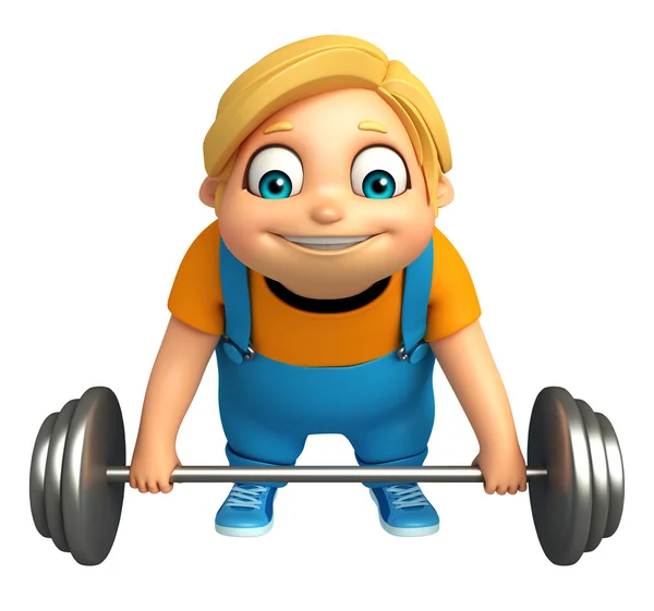 Kid boy with Weight — Stock Photo, Image