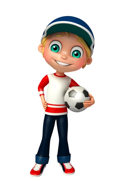 Kid boy with  football — Stock Photo, Image