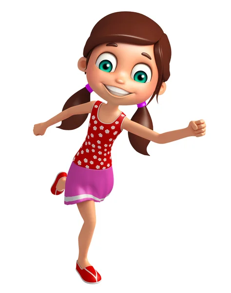 Dziecko dziewczynka z biegania poza — Zdjęcie stockowe