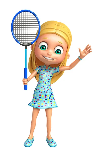 Enfant fille avec Badminton — Photo