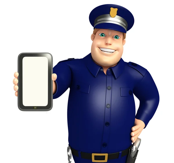 Police with Mobile — Stock Photo, Image