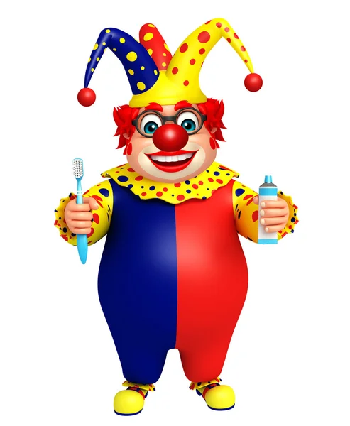 칫 솔과 clown 및 붙여넣기 — 스톡 사진