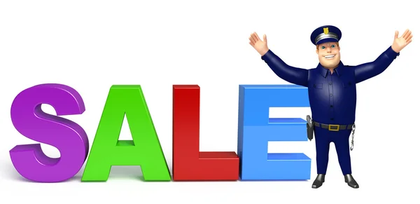 Police with Sale sign — Stock Photo, Image