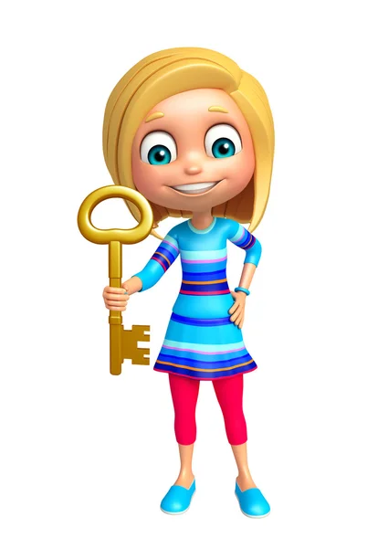Kluk holka s; Klíč; — Stock fotografie
