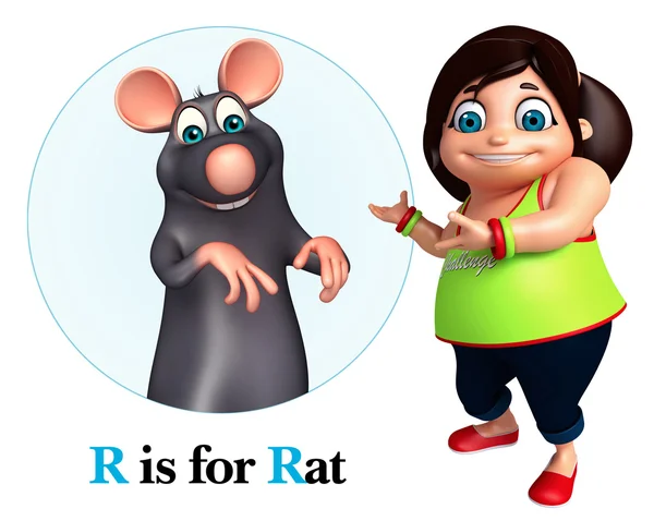 Ragazzina che indica Ratto — Foto Stock