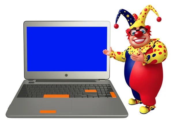 Клоун с ноутбуком — стоковое фото