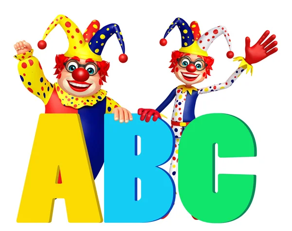 小丑与 Abc 标志 — 图库照片