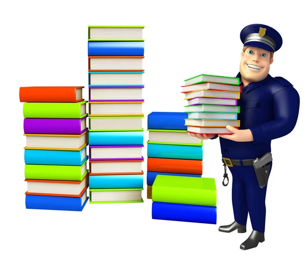 Polizei mit Bücherstapel — Stockfoto