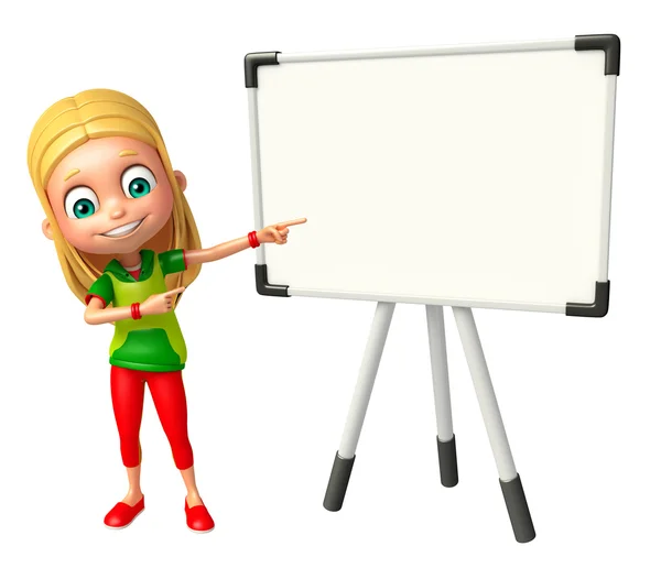 Kid girl with  Display board — Stock Photo, Image