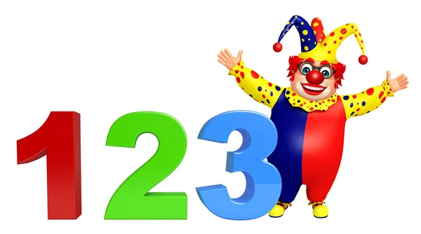 Клоун с 123 знаками — стоковое фото
