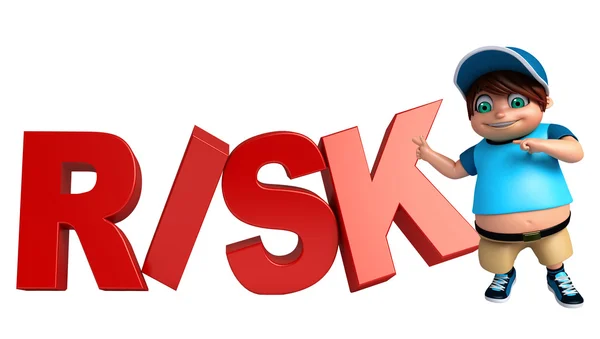 Jongen jongen met risico teken — Stockfoto