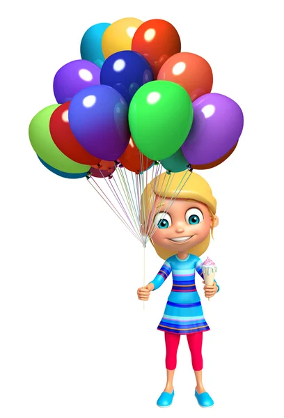 Mädchen mit Eis und Luftballon — Stockfoto