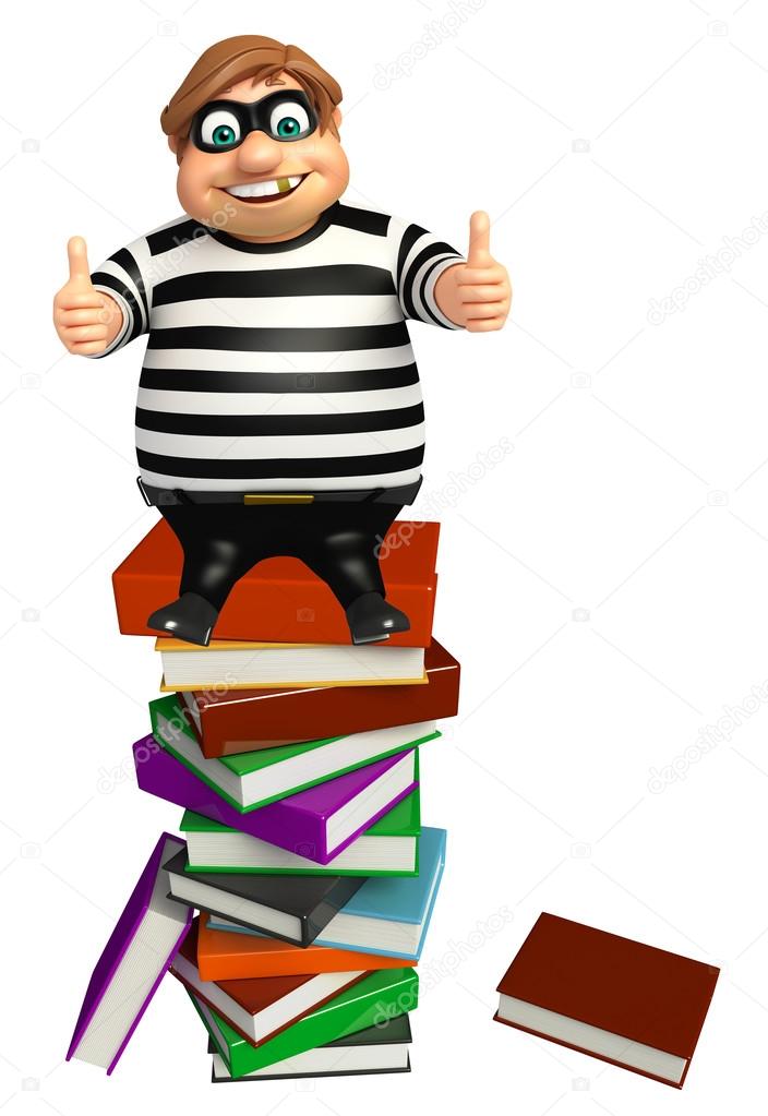 Thief with Book stack