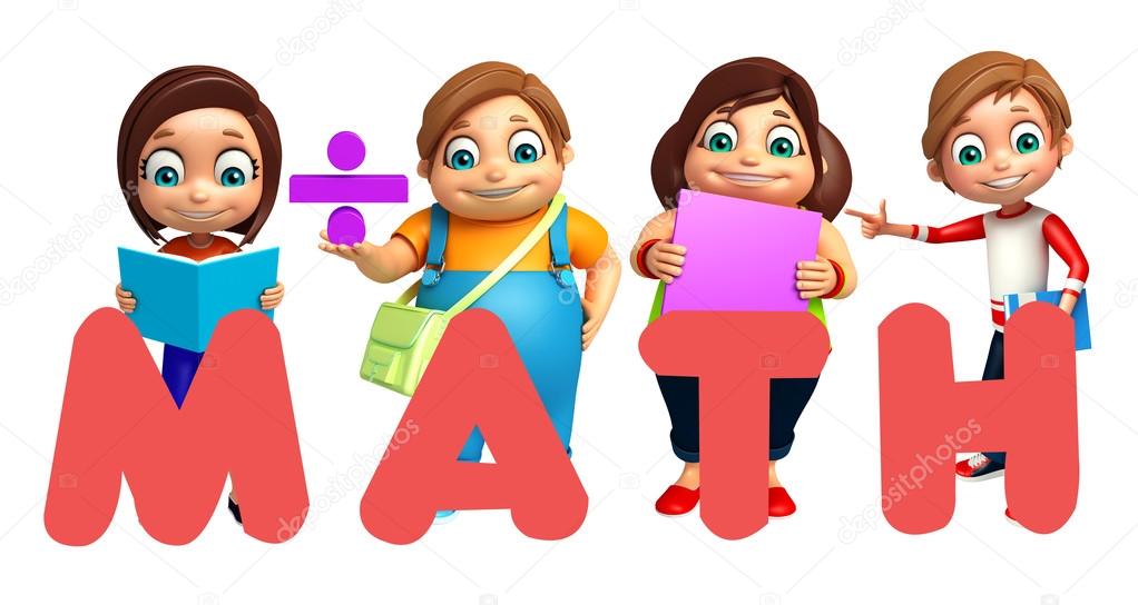 子供男の子と数学記号の本で子供女の子 ストック写真 C Visible3dscience