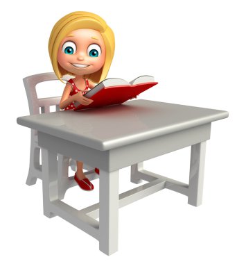 Masa sandalye kitap çocuk kızla