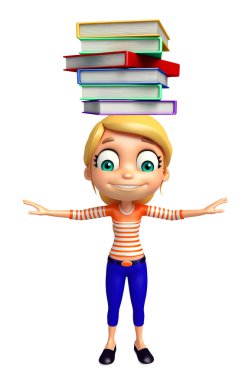 Kitap yığını ile çocuk kız