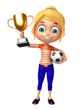 Kazanan Kupası ve futbol ile kız evlat