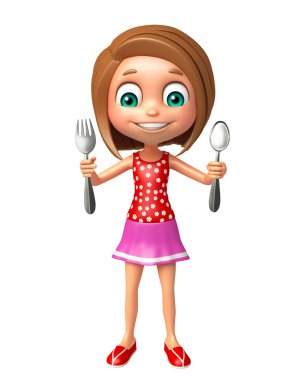 Kaşık ile çocuk kız