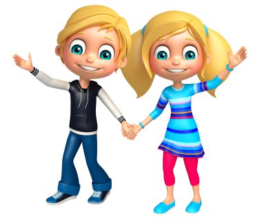 Çocuk çocuk ve kız komik poz