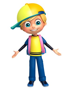 Çocuk çocuk okul çantası ile