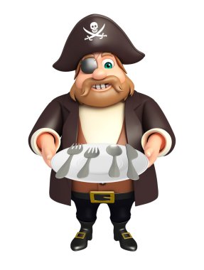 Yemek tabağı, kaşık ile korsan