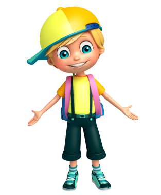 Çocuk çocuk okul çantası ile