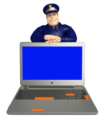 Dizüstü bilgisayar ile polis