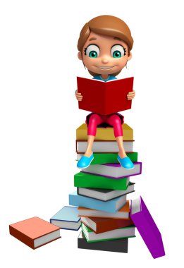 Kitap yığını ile çocuk kız