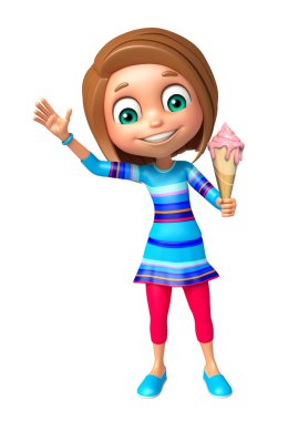 çocuk kız dondurma ile