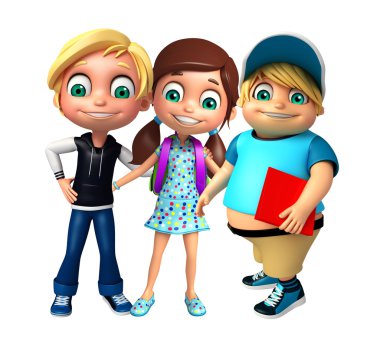 Çocuk erkek ve kız okul çantası ve kitap ile