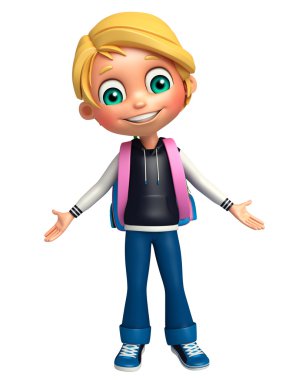 Çocuk çocuk okul çantası ile