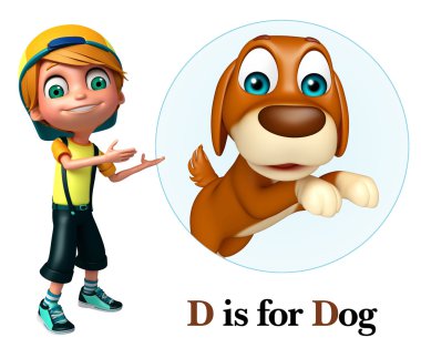 Çocuk çocuk köpek işaret