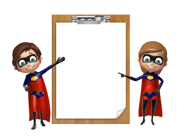 Superboy e Supergirl con pad esame — Foto Stock
