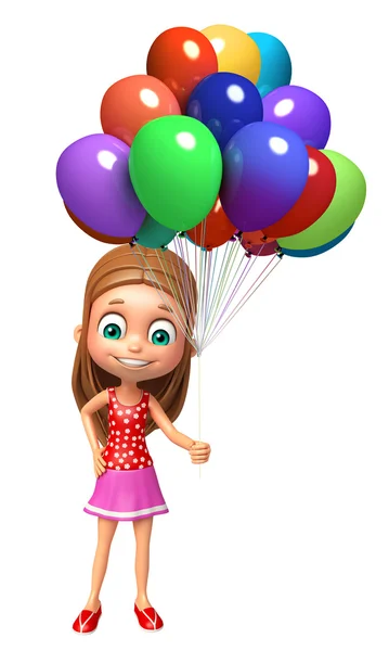 Kid flicka med ballong — Stockfoto