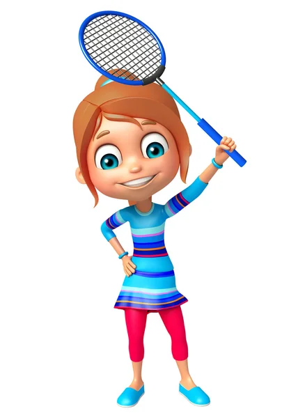 Menina com Badminton — Fotografia de Stock