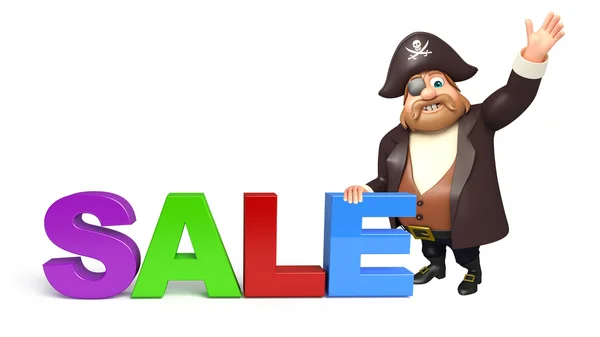 Pirat mit Verkaufsschild — Stockfoto