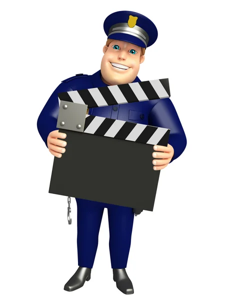 Polizia con Clapper board — Foto Stock