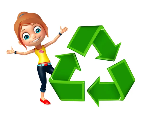 Niña con reciclaje — Foto de Stock