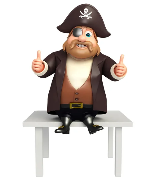 Illustration of pirate with table — Stock Photo, Image