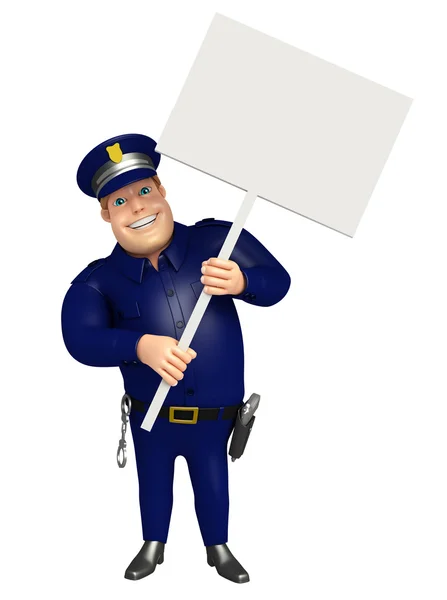 Policja z biały deska — Zdjęcie stockowe