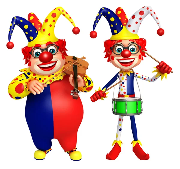 Clown con strumento musicale — Foto Stock