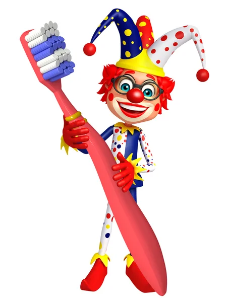 Клоун с зубной щеткой — стоковое фото
