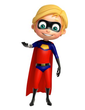 Süper çocuk tutun poza sahip